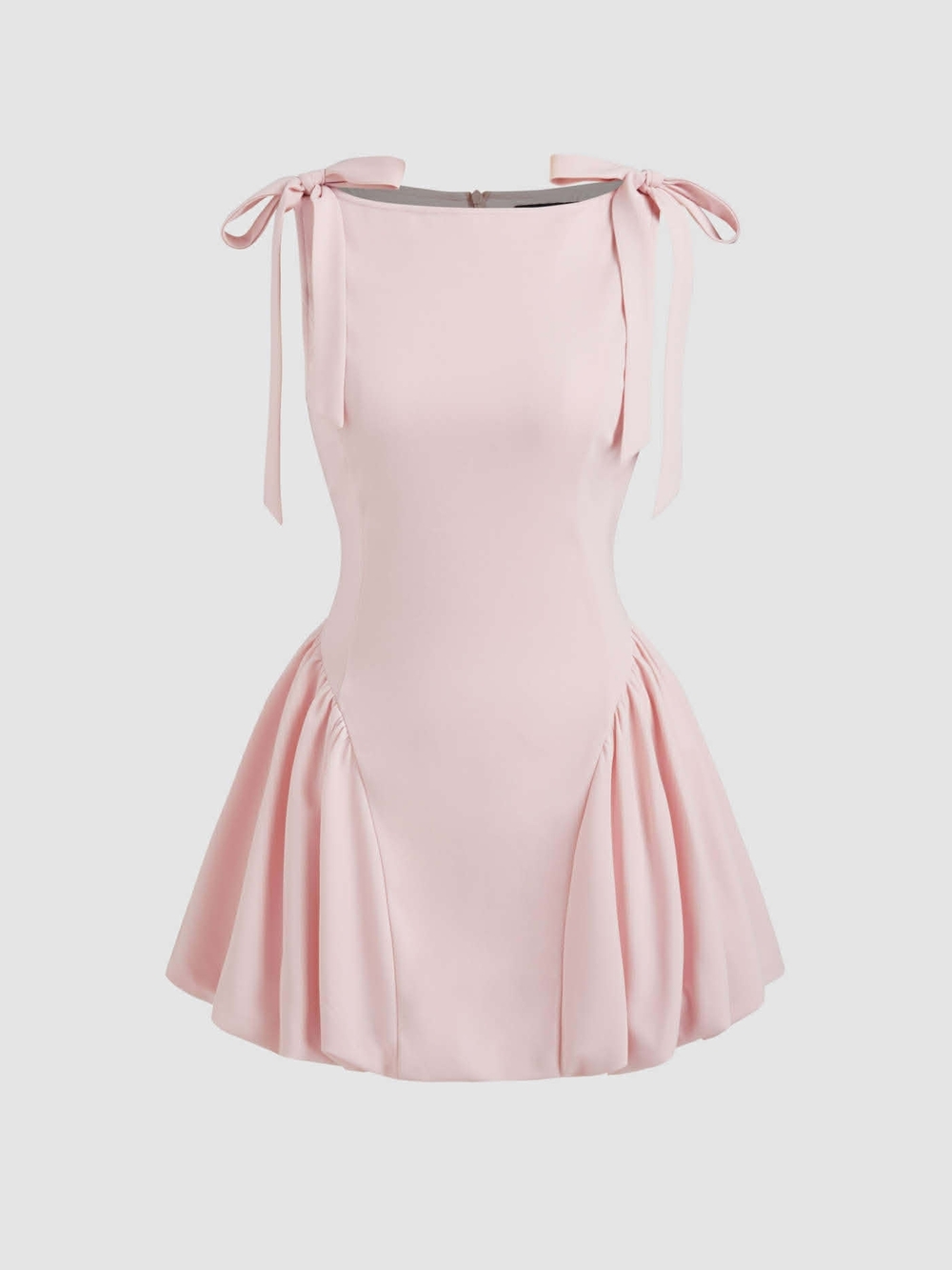 Cider Light Pink Tie-Shoulder Bubble Hem Mini Dress NEW sixe S